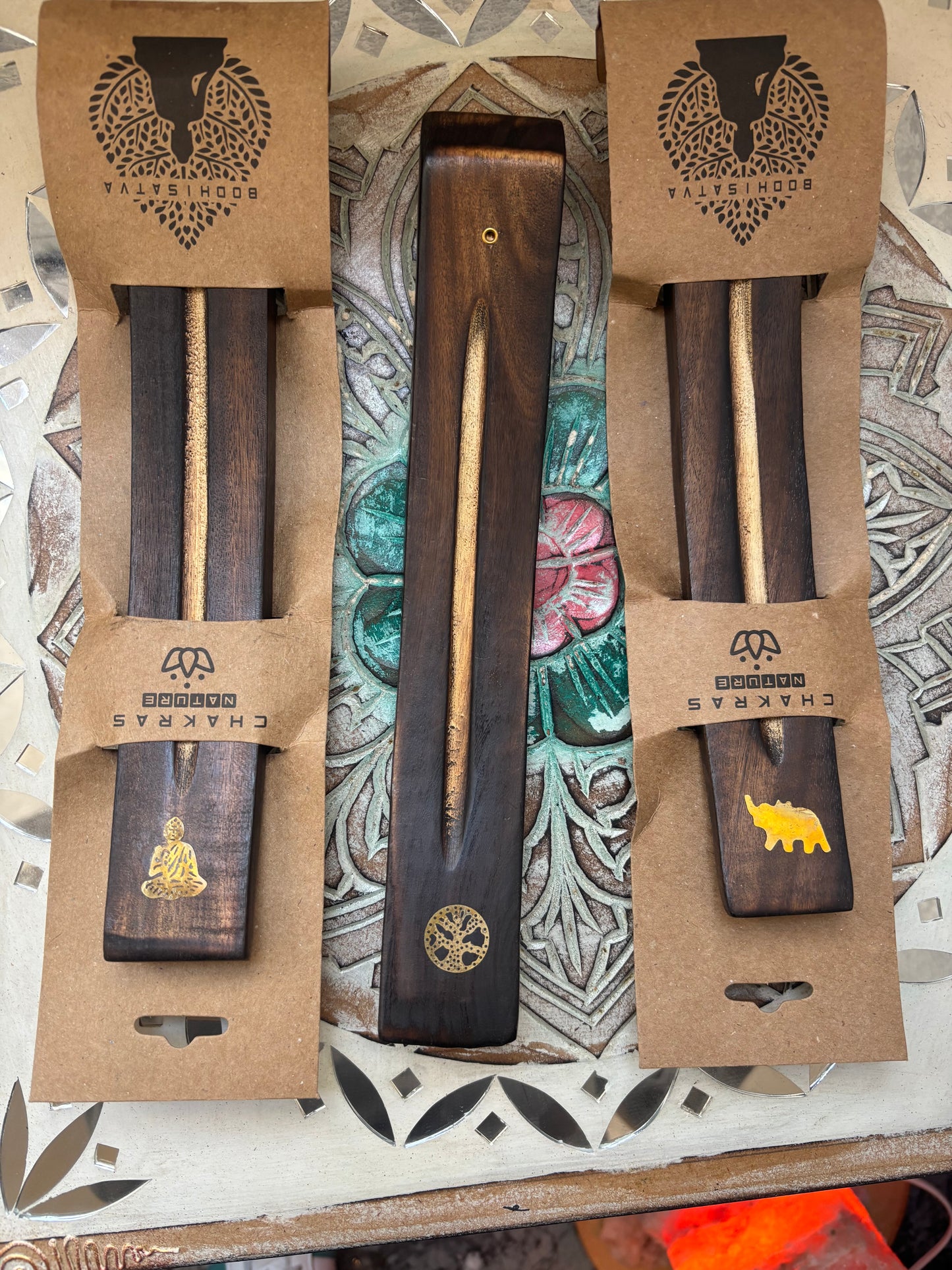 Porta Incienso Madera curvo Símbolo