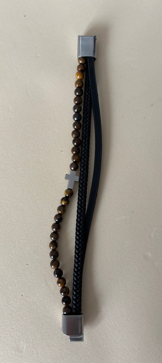 Pulsera Cuero Ojo Tigre