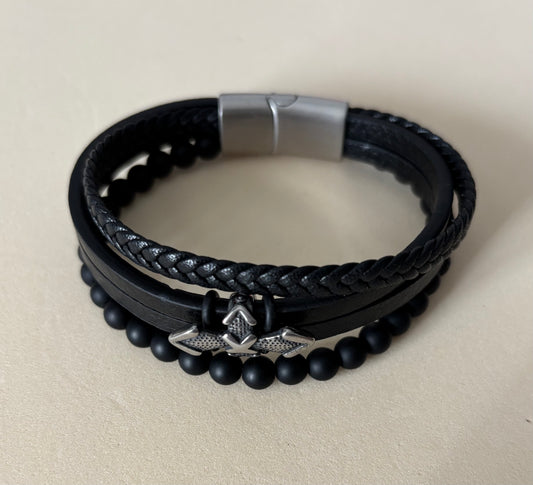 Pulsera Cruz y Obsidiana