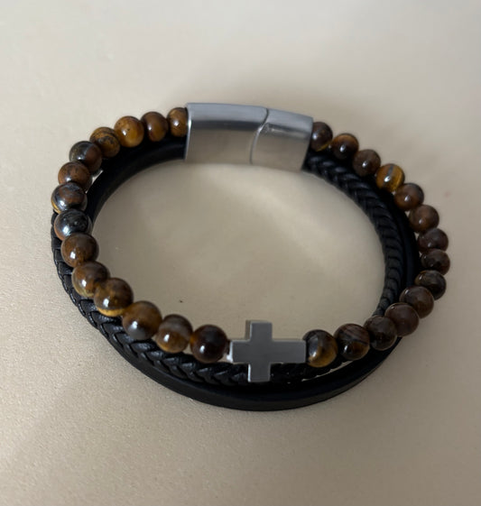 Pulsera Cuero Ojo Tigre