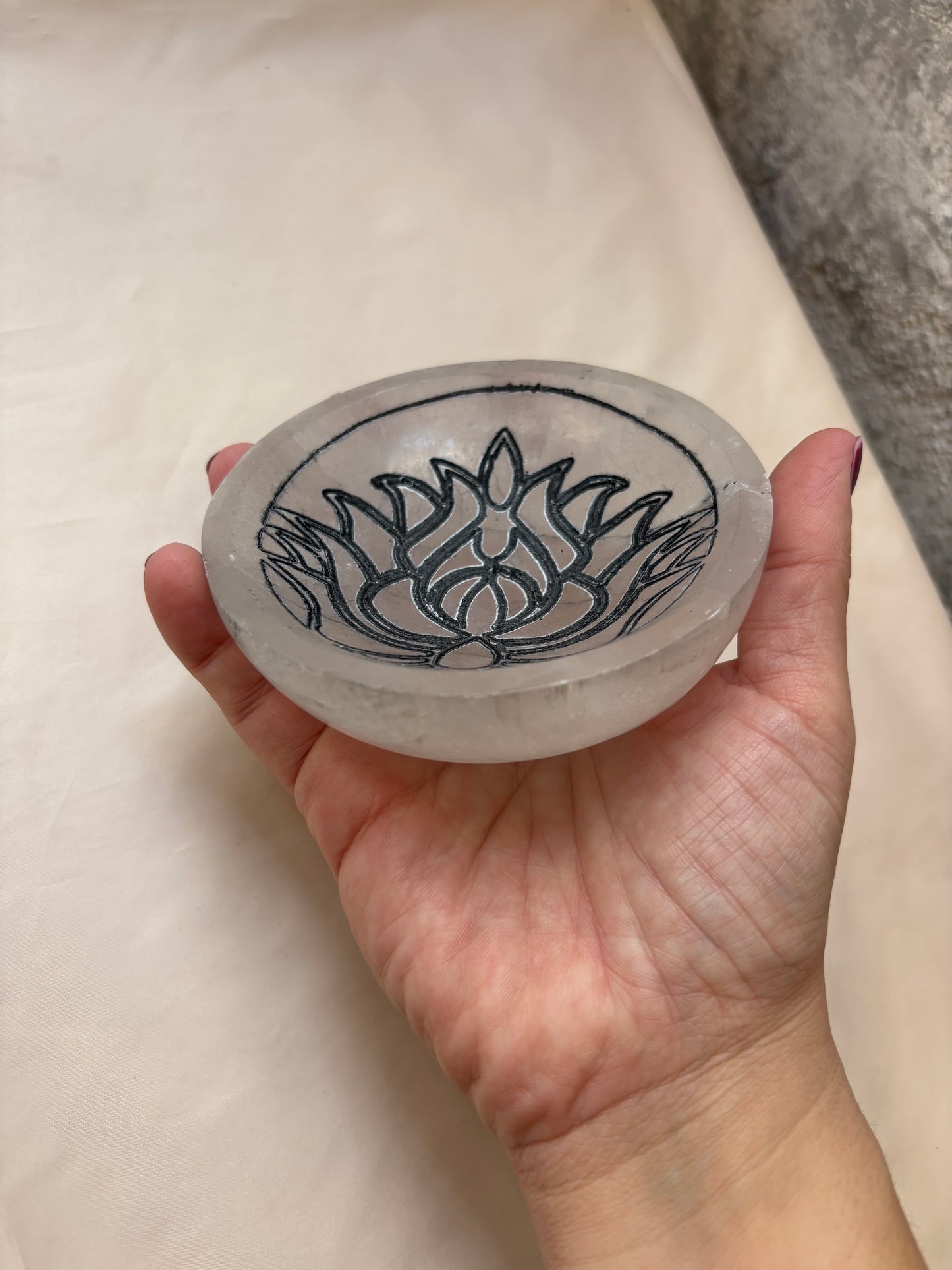 Cuenco Selenita Flor Loto