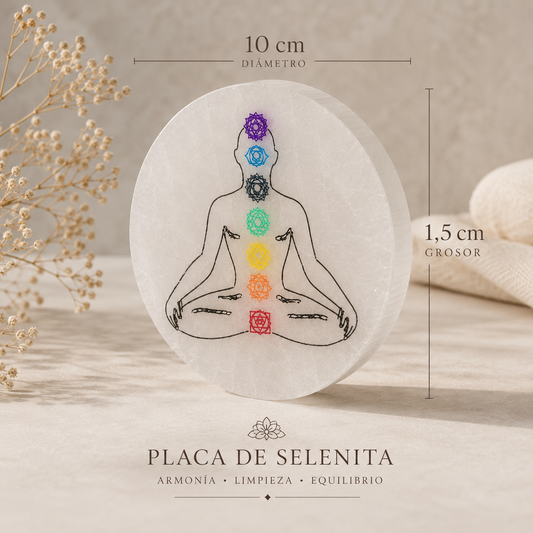 Placa Selenita Meditación y Chakras